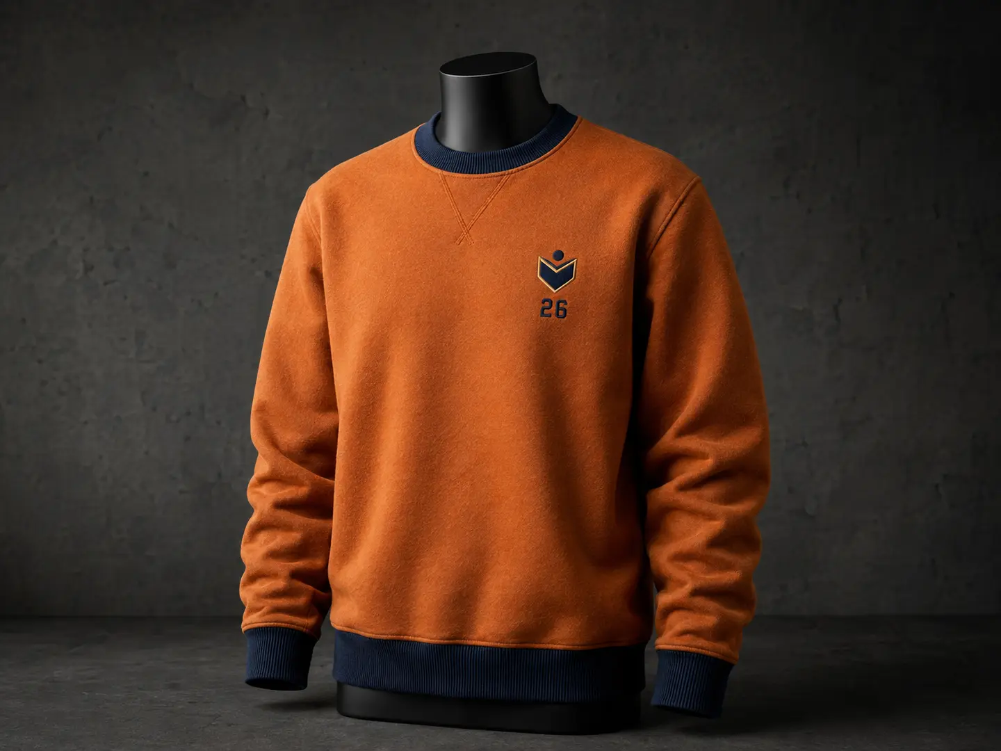 Sudadera naranja de cuello redondo personalizada para un grupo de clase